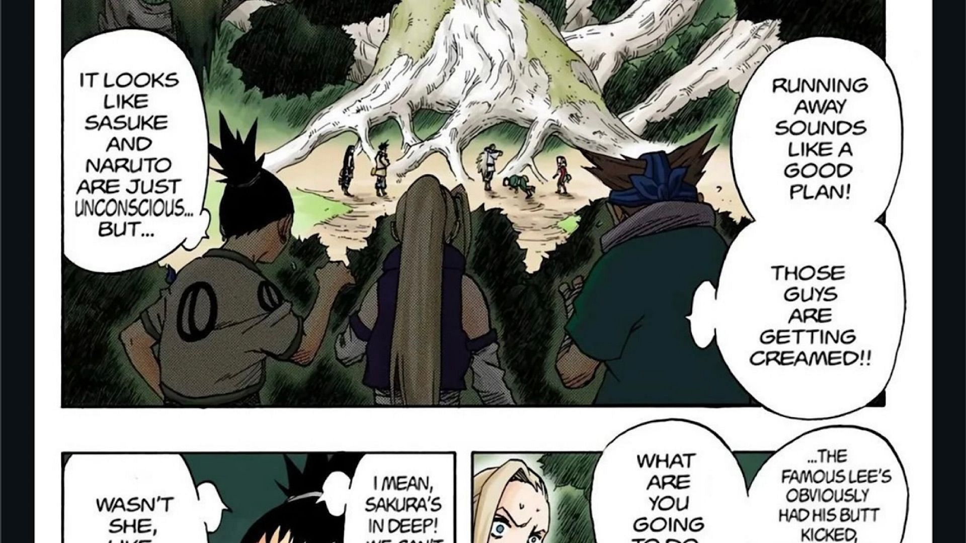 Shikamaru and Choji in the Forest of Darkness (Image via Shueisha)